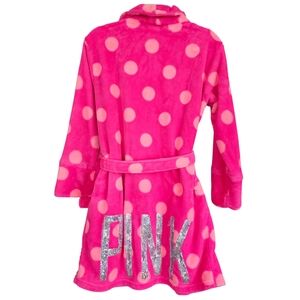 Victoria's Secret Pink Polka Dot Robe with Glitter Accents
